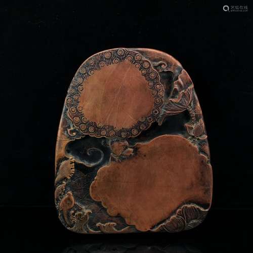 A Chinese Silk Red Stone Inkslab