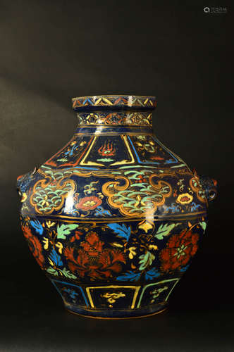 A Chinese Altar Blue Glazed Porcelain Vase