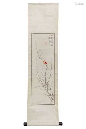 A Chinese Flower&Birds Painting Scroll, Xie Yuemei Mark