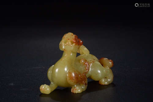 A Chinese Carved Hetian Jade Beast ornament