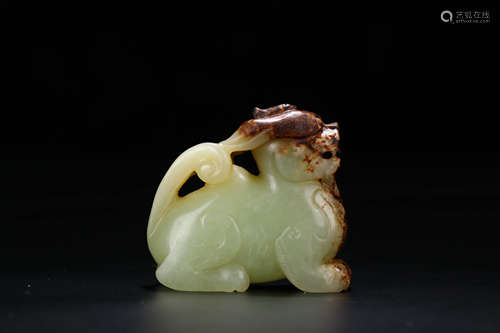 A Chinese Carved Hetian Jade Beast ornament