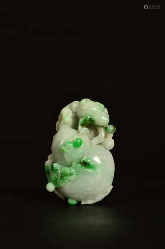 A Chinese Jadeite Gourd-shaped Pendant