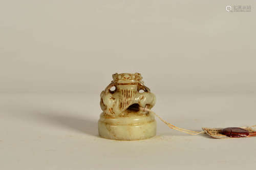 A Chinese Jade Dragon Handle Seal