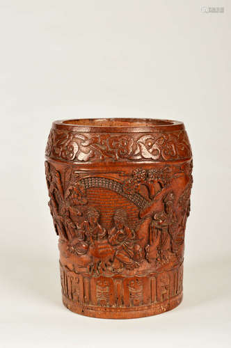 A Chinese Carved Bamboo Brush Pot