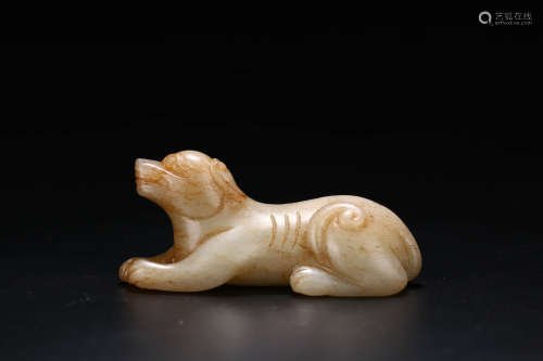 A Chinese Carved Hetian Jade Beast ornament