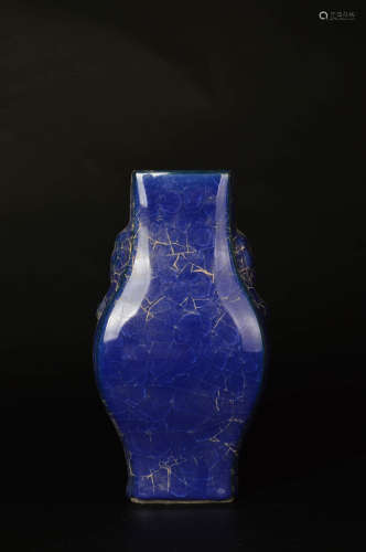 A Chinese Royal Blue Porcelain Square Vase