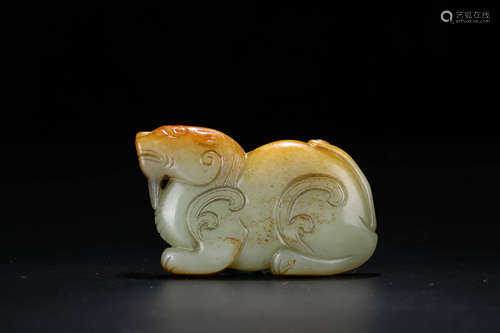 A Chinese Carved Hetian Jade Beast ornament