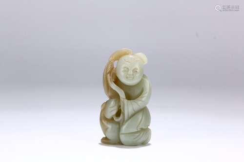 A Chinese Carved Hetian Jade Figure Ornament