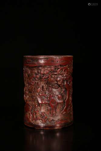 A Chinese Carved Bamboo Brush Pot