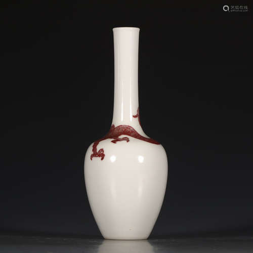 A Chinese Underglazed Red Dragon Pattern Porcelain Flask