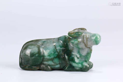 A Chinese Jadeite Cow Ornament