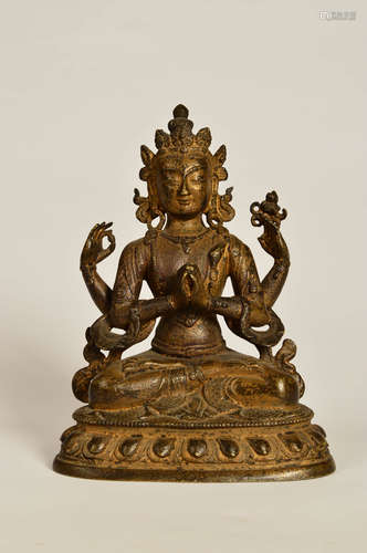 A Chinese Gild Copper Buddha Statue