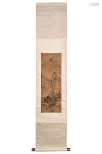 A Chinese Landscape Painting Scroll, Dong Bangda Mark