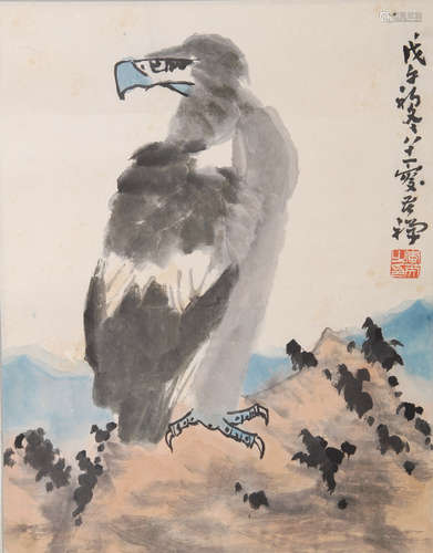 A Chinese Eagle Painting, Li Kuchan Mark