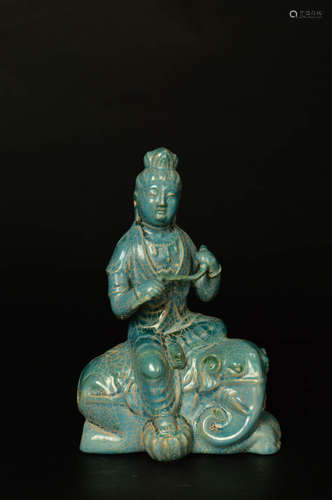 A Chinese Green Glazed Porcelain Statue of Samantabhadra Bodhisattva