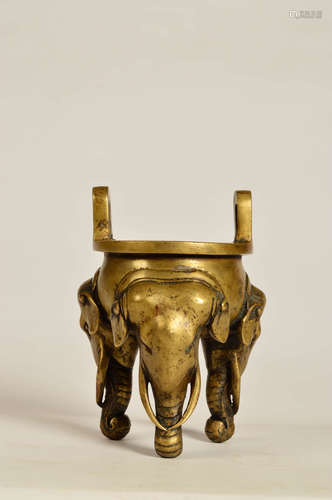 A Chinese Copper Three-legged Incense Burner