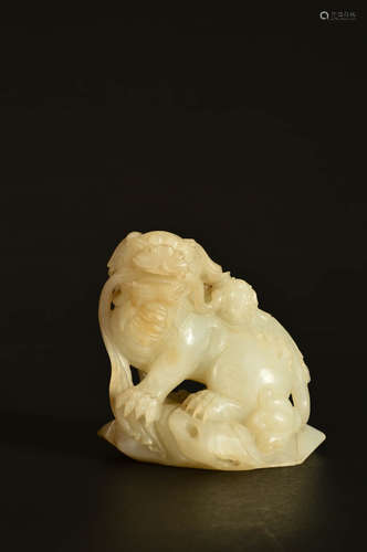 A Chinese Carved Jade Lion Ornament