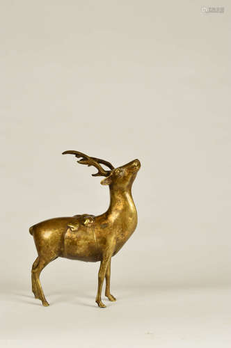 A Chinese Gild Copper Deer Ornament