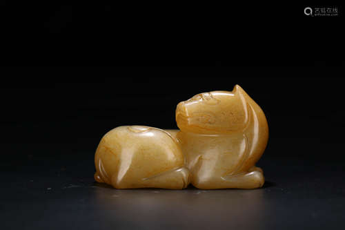 A Chinese Carved Hetian Jade Beast ornament