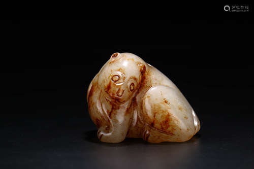 A Chinese Carved Hetian Jade Beast ornament