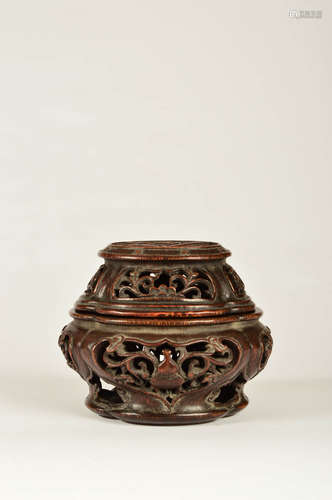 A Chinese Carved Bamboo Incense Burner