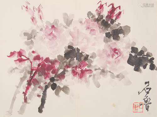 A Chinese Album of Flower painting, Shi Lu Mark