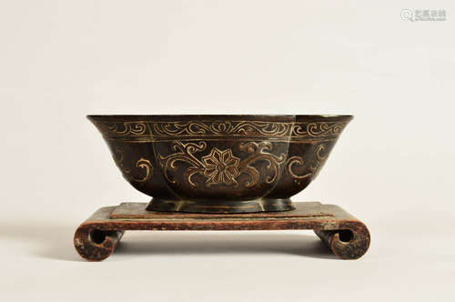 A Chinese Copper Floral Washer Pot