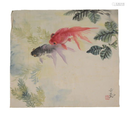 Chinese Painting of Goldfish by Wang Yachen