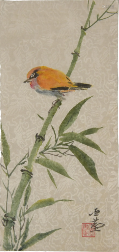 Chinese Painting with Birds & Bamboo by …