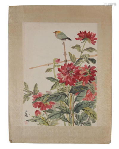 Chinese Painting with Bird & Flowers by W…