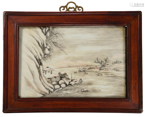 Chinese Porcelain Plaque with Snow Scene, …