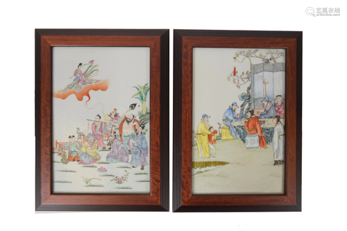 Pair of Chinese Famille Rose Plaques, Repu…