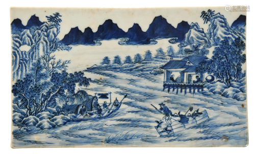 Chinese Blue and White Porcelain Plaque, 1…