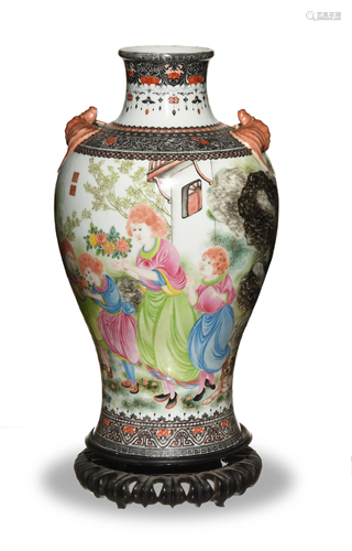 Chinese Falang Vase with Enamel, Republic