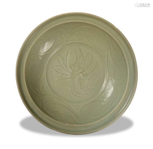 Chinese Longquan Celadon Plate with Flower…
