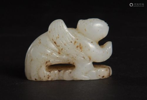 Chinese White Jade Carved Beast, Liao or Jin …