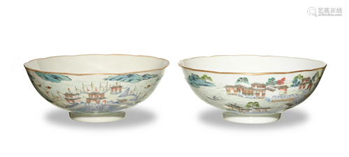 Pair of Chinese Famille Rose Bowls, 19th …