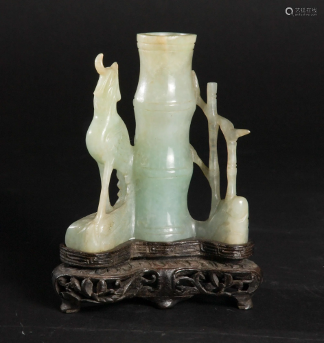 Chinese Jadeite Bamboo-Shaped Vase, 19t…