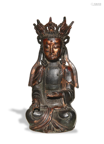 Chinese Gilt Bronze Statue of Guanyin, Ming