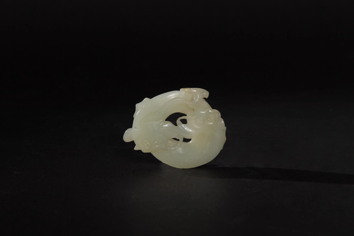 Chinese White Jade Carving of Catfish, 18th …