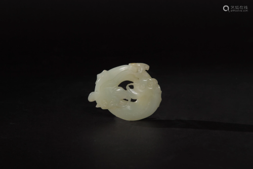 Chinese White Jade Carving of Catfish, 18th …