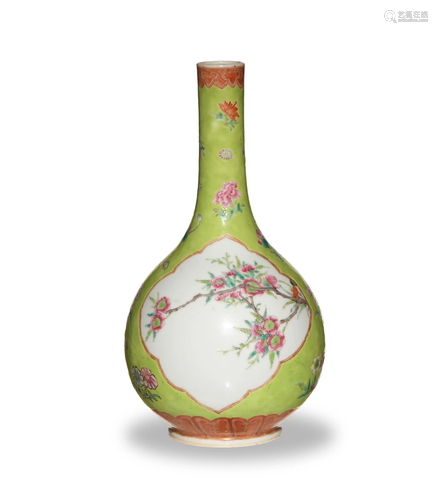 Chinese Famille Rose Vase with Flowers, Late Q…