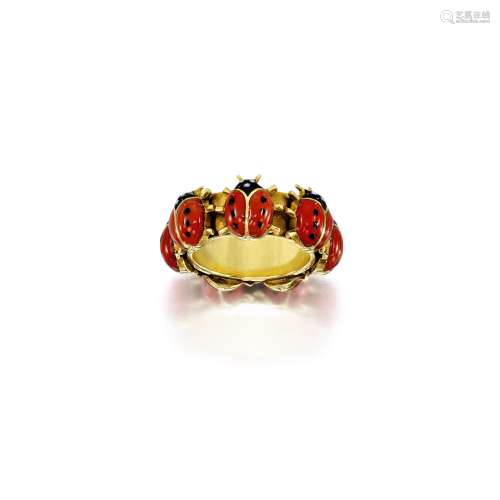 CARTIER | ENAMEL AND GOLD RING   卡地亞 | 琺瑯彩 配 18K金 戒指