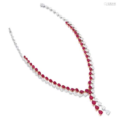 RUBY AND DIAMOND NECKLACE    紅寶石 配 鑽石 項鏈