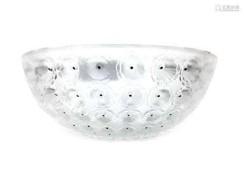 A LALIQUE 'NEMOURS' PATTERN GLASS BOWL