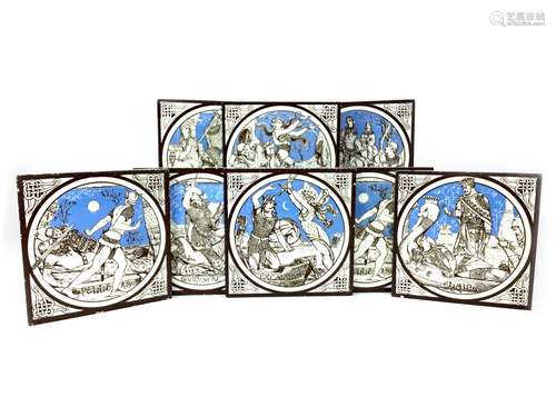 A SET OF EIGHT TILES BY JOHN MOYR SMITH FOR MINTON