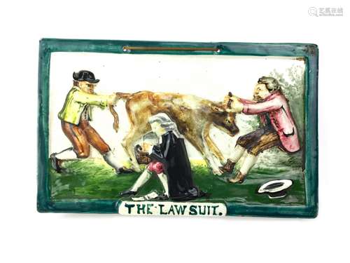 A 19TH CENTURY HAND PAINTED PORTOBELLO POTTERY PLAQUE