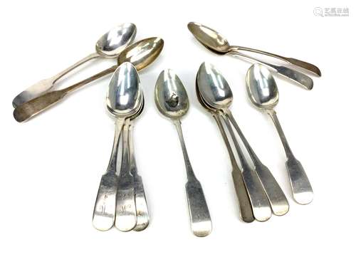 A COMPOSITE SET OF NINETEEN SILVER DESSERT SPOONS