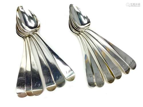 A COMPOSITE SET OF TWELVE SILVER TABLE SPOONS