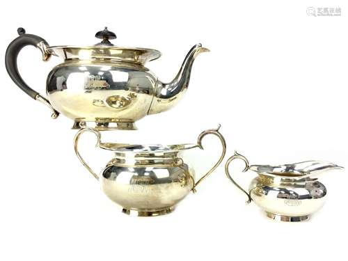 AN EDWARD VII SILVER THREE PIECE TEA SERVICE